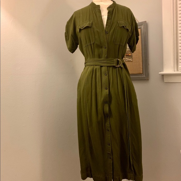 Sold Ann Taylor Loft MIDI-long  belted dress pockets - Picture 4 of 11